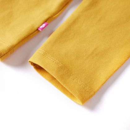 Детска тениска с дълъг ръкав, тъмна охра, 128