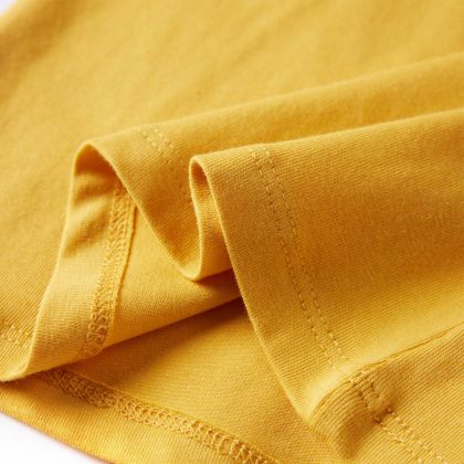 Детска тениска с дълъг ръкав, тъмна охра, 140