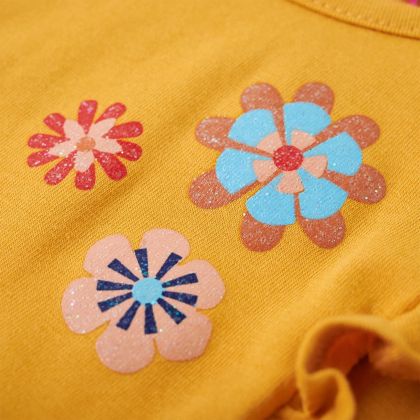 Детска тениска с дълъг ръкав, тъмна охра, 128