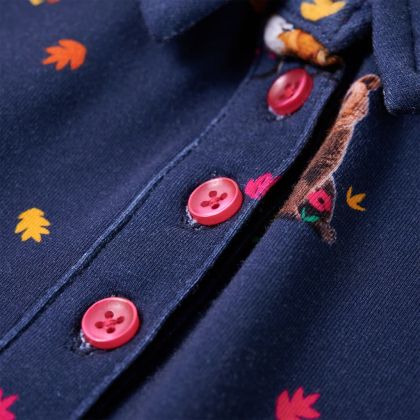 Детска рокля с дълъг ръкав и връв, тъмносиня, 116