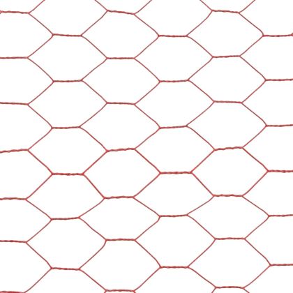 Кокошкарска мрежа, стомана с PVC покритие, 25х1 м, червена