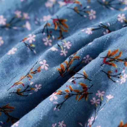 Детска рокля с дълъг ръкав, петролено, 104