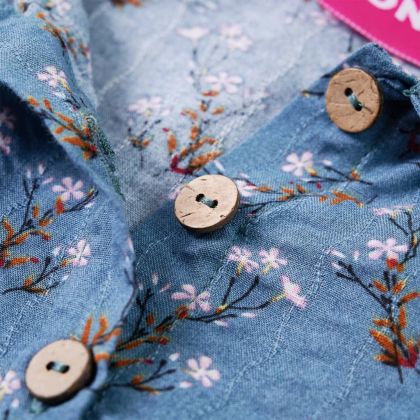 Детска рокля с дълъг ръкав, петролено, 128