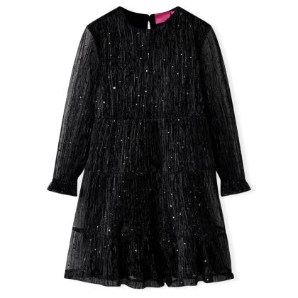 Детска рокля с дълъг ръкав, черна, 116