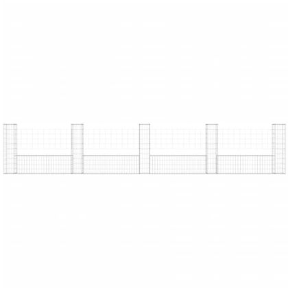 U-образна габионна кошница с 5 стълба, желязо, 500x20x100 см