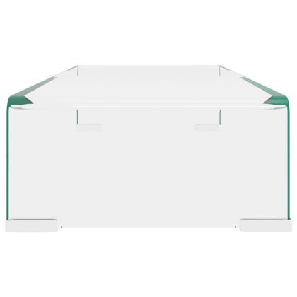 Стойка за телевизор/монитор, стъкло, прозрачна, 60x25x11 см