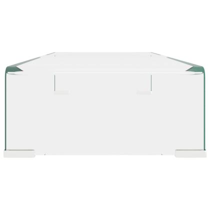Стойка за телевизор/монитор, стъкло, прозрачна, 70x30x13 см