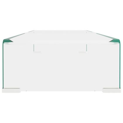 Стойка за телевизор/монитор, стъкло, прозрачна, 80x30x13 см