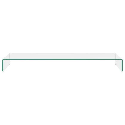 Стойка за телевизор/монитор, стъкло, прозрачна, 120x30x13 см