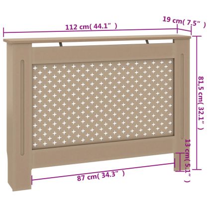 Параван за радиатор, 112x19x81,5 см, МДФ