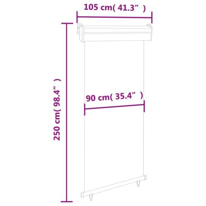 Вертикална тента за балкон, 105x250 см, сива