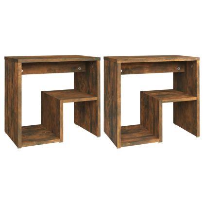 Нощни шкафчета, 2 бр, опушен дъб, 40x30x40 см, инженерно дърво