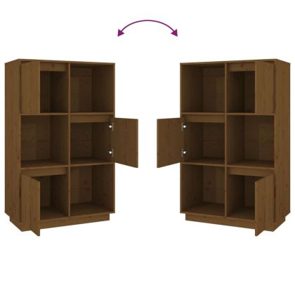 Висок шкаф, меденокафяв, 74x35x117 см, борово дърво масив