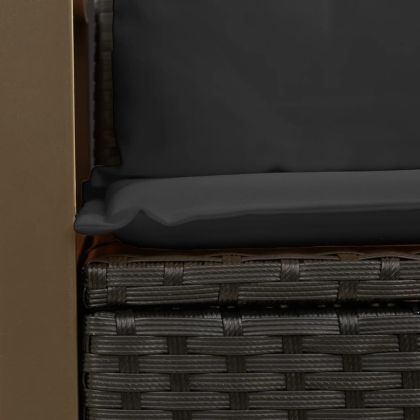 Градински диван с възглавници 2-местен черен полиратан