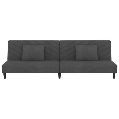 2-местно разтегателно канапе с две възглавници тъмносиво кадифе
