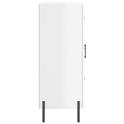 Сайдборд, бял гланц, 69,5x34x90 см, инженерно дърво