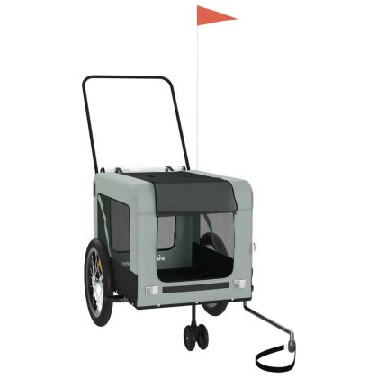 Ремарке за колело за любимци сив и черен Оксфорд плат и желязо