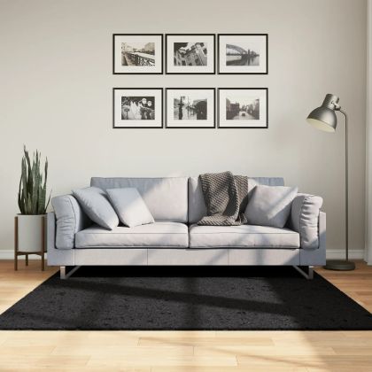 Шаги килим с дълъг косъм "PAMPLONA" модерен черен 160x160 см