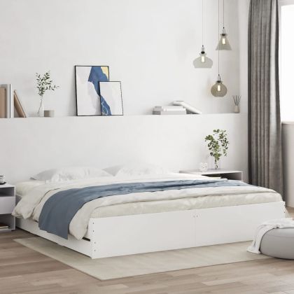 Рамка за легло с чекмеджета, бяла, 160x200 см, инженерно дърво