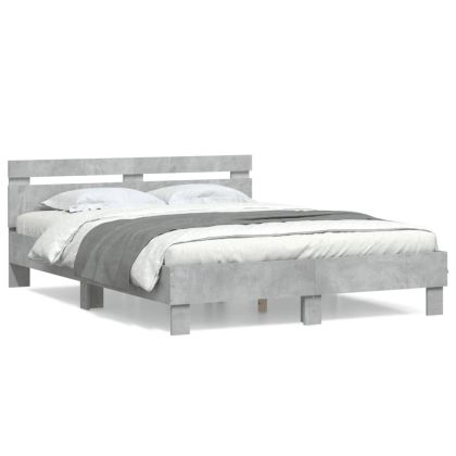 Рамка за легло с табла, бетонно сива, 140x200см инженерно дърво