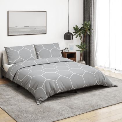 Комплект спално бельо, сив, 220x240 см, памук