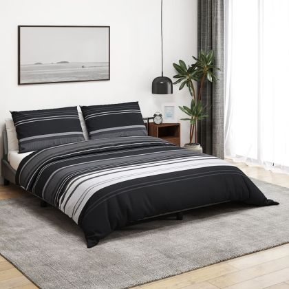 Комплект спално бельо, черно и бяло, 220x240 см, памук