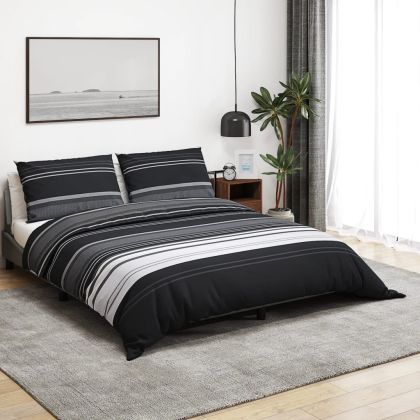 Комплект спално бельо, черно и бяло, 200x200 см, памук