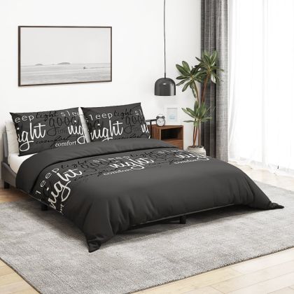 Комплект спално бельо, черно, 240x220 см, памук