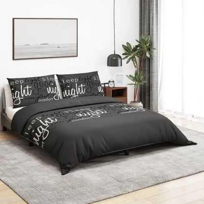 Комплект спално бельо, черно, 135x200 см, памук