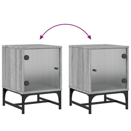 Нощно шкафче със стъклена врата сив сонома 35x37x50 см