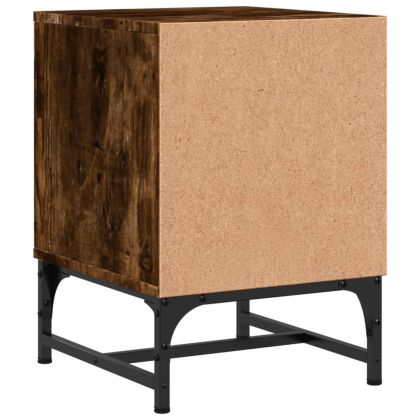 Нощни шкафчета със стъклени врати 2 бр опушен дъб 35x37x50 см