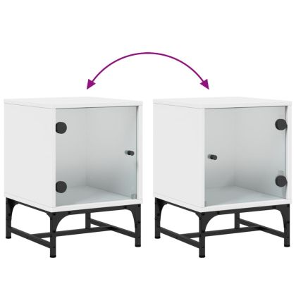 Нощно шкафче със стъклена врата бяло 35x37x50 см