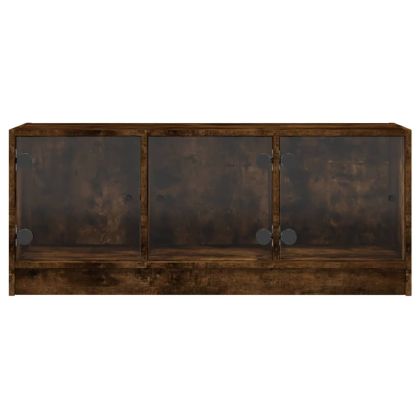 ТВ шкаф със стъклени врати, опушен дъб, 102x37x42 см