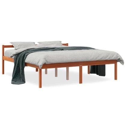 Легло за възрастни хора, восъчнокафяво, 150x200 см, бор масив