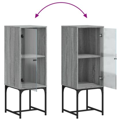 Страничен шкаф със стъклени врата, сив сонома, 35x37x100 см