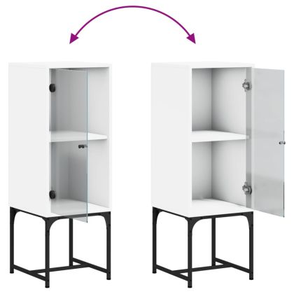 Страничен шкаф със стъклена врата, бял, 35x37x100 см