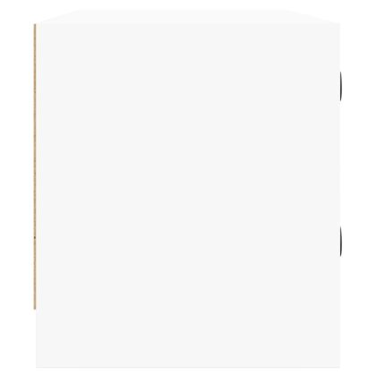 ТВ шкаф със стъклени врати, бял, 102x37x42 см