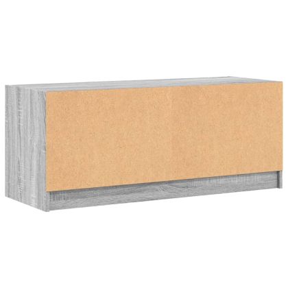 ТВ шкаф със стъклени врати, сив сонома, 102x37x42 см