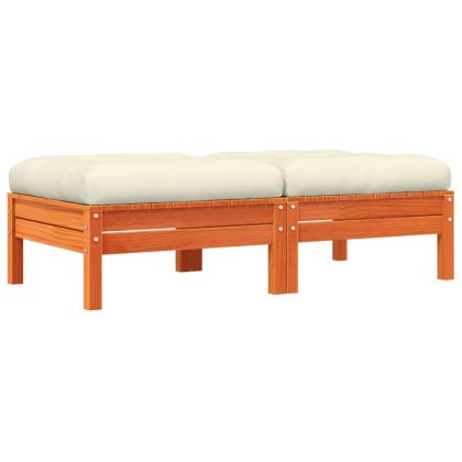 Градински табуретки с възглавници 2 бр восъчнокафяв бор масив