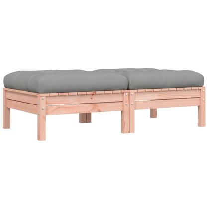 Градински табуретки с възглавници, 2 бр, дугласко дърво масив