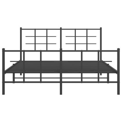 Метална рамка за легло с горна и долна табла, черна, 150x200 см