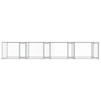 Кучешка клетка с врати сива 8x2x1,5 м поцинкована стомана