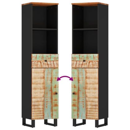 Шкаф за баня 38x33x160 см масивно регенерирано дърво