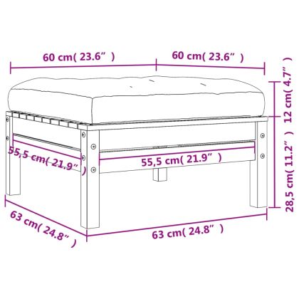 Градински табуретки с възглавници, 2 бр, импрегниран бор