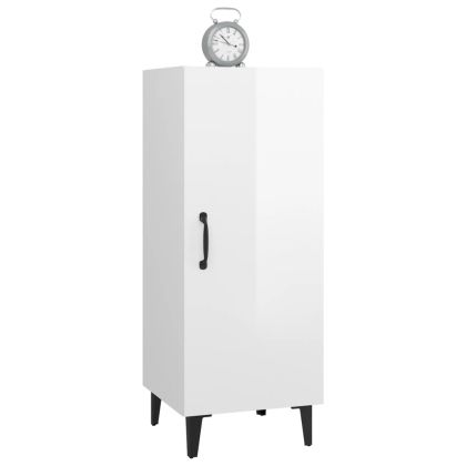 Сайдборд, бял гланц, 34,5x34x90 см, инженерно дърво