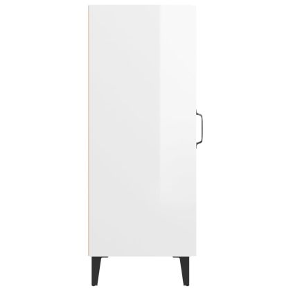 Сайдборд, бял гланц, 34,5x34x90 см, инженерно дърво