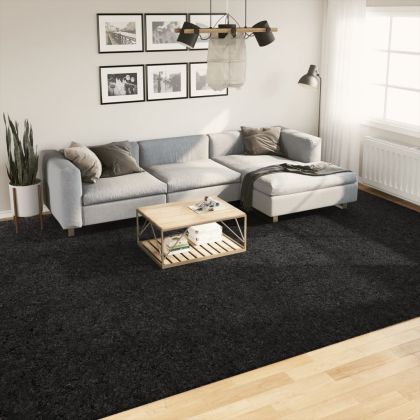 Шаги килим с дълъг косъм "PAMPLONA" модерен черен 300x400 см