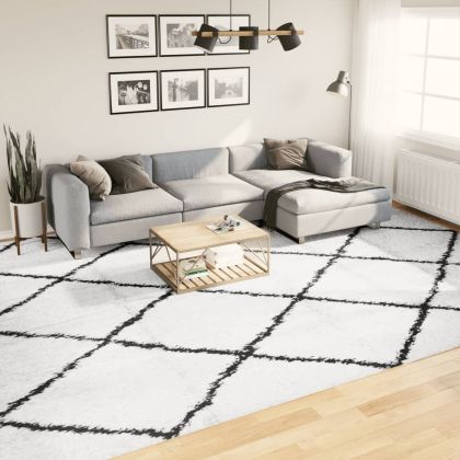 Шаги килим с дълъг косъм "PAMPLONA", кремаво-черен, 300x400 см