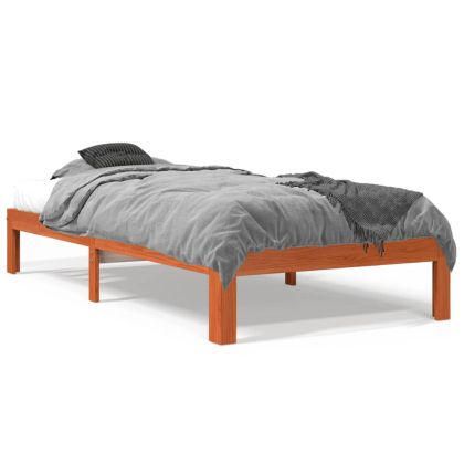 Рамка за легло без матрак, восъчнокафяв, 75x190 см, бор масив
