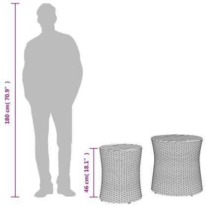 Градински помощни маси 2 бр с дървен плот бежов полиратан